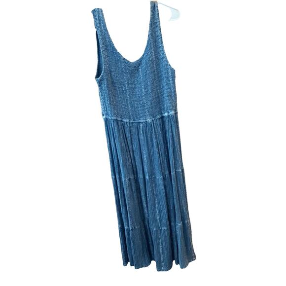 Mlle Gabrielle Dresses & Skirts - Mlle Gabrielle Dress Sz 1X Smocked Tiered Blue Silver Chic Bohemian Boho Cottage
